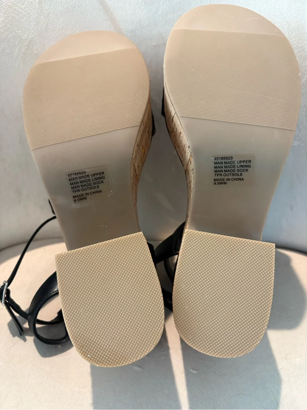 Torrid Black Faux-Leather Cork Platform Sandals 9.5 Wide